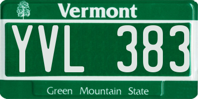 VT license plate YVL383