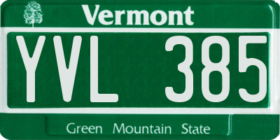 VT license plate YVL385