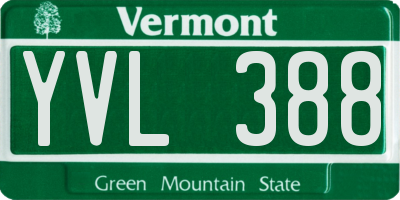 VT license plate YVL388