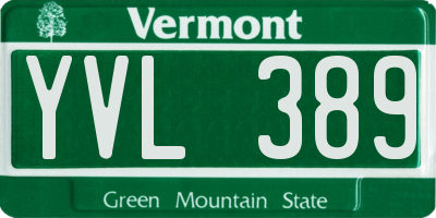 VT license plate YVL389
