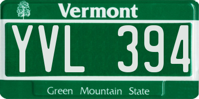 VT license plate YVL394