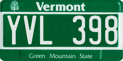 VT license plate YVL398