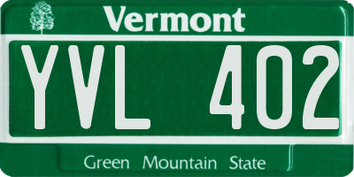 VT license plate YVL402