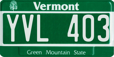 VT license plate YVL403