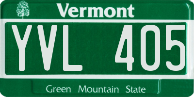 VT license plate YVL405