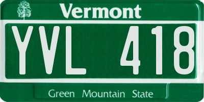 VT license plate YVL418