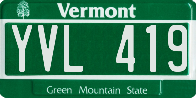 VT license plate YVL419