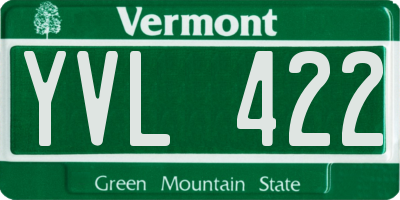 VT license plate YVL422