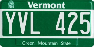 VT license plate YVL425