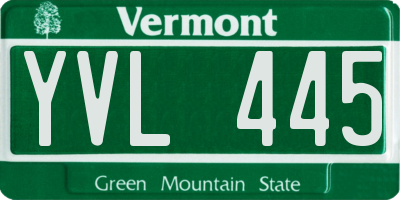 VT license plate YVL445