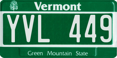 VT license plate YVL449