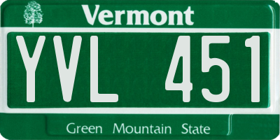 VT license plate YVL451