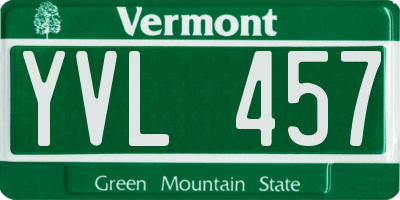 VT license plate YVL457