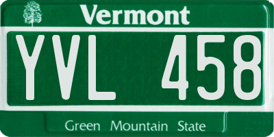 VT license plate YVL458