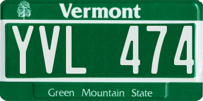 VT license plate YVL474