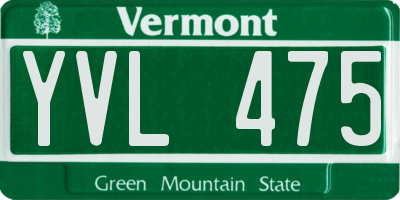 VT license plate YVL475