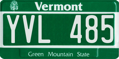 VT license plate YVL485