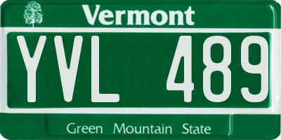 VT license plate YVL489