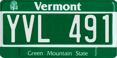 VT license plate YVL491