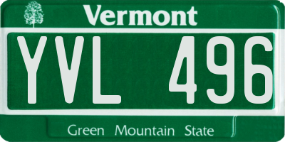 VT license plate YVL496