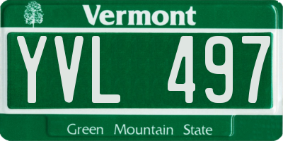 VT license plate YVL497