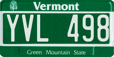VT license plate YVL498