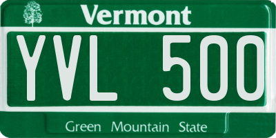 VT license plate YVL500