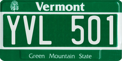 VT license plate YVL501