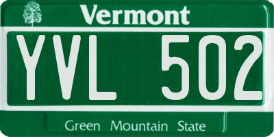VT license plate YVL502