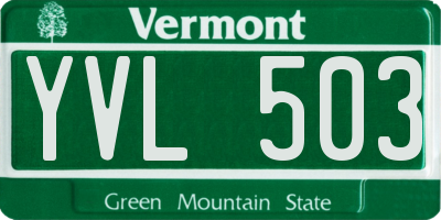 VT license plate YVL503