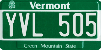 VT license plate YVL505
