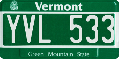 VT license plate YVL533
