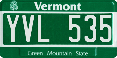 VT license plate YVL535