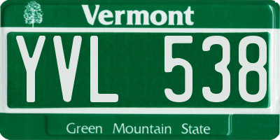 VT license plate YVL538