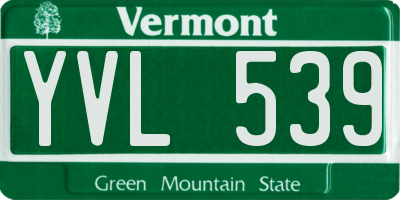 VT license plate YVL539