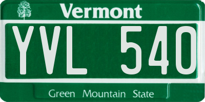 VT license plate YVL540