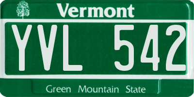 VT license plate YVL542
