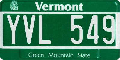 VT license plate YVL549