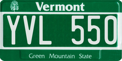 VT license plate YVL550