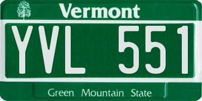 VT license plate YVL551