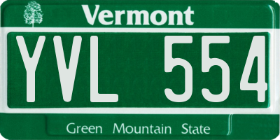VT license plate YVL554