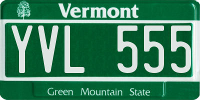 VT license plate YVL555