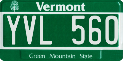 VT license plate YVL560