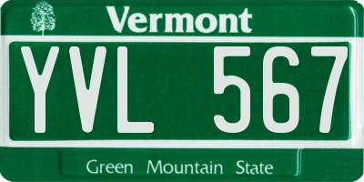 VT license plate YVL567