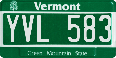 VT license plate YVL583