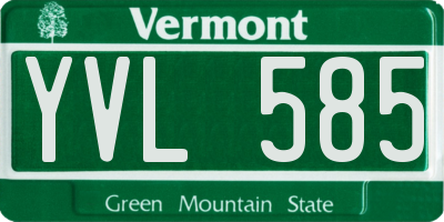 VT license plate YVL585