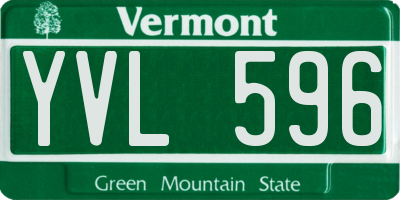 VT license plate YVL596