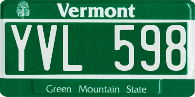 VT license plate YVL598