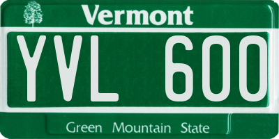 VT license plate YVL600