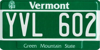VT license plate YVL602